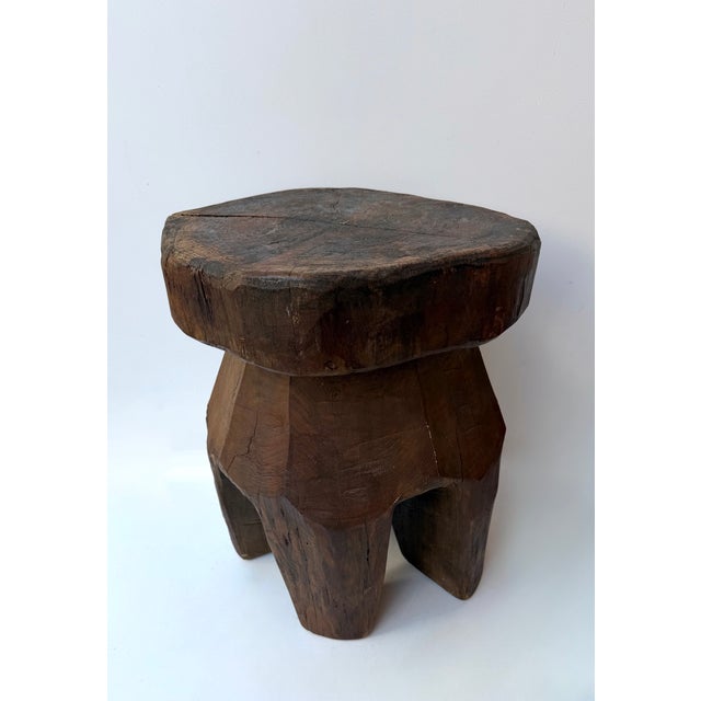 Brown Mid-Century Modern Pair of Brutalist Massive Wood Mushroom Stools. Italy, 1960s For Sale - Image 8 of 13