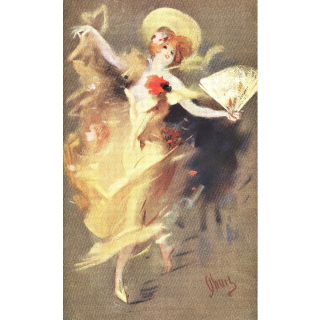 1912 Original Antique Jules Cheret Lithograph-"La Femme Ideale" , Matted For Sale - Image 4 of 4