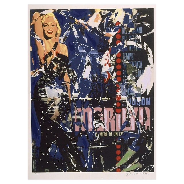 Mimmo Rotella, Marilyn, 1998, Silkscreen and Collage For Sale