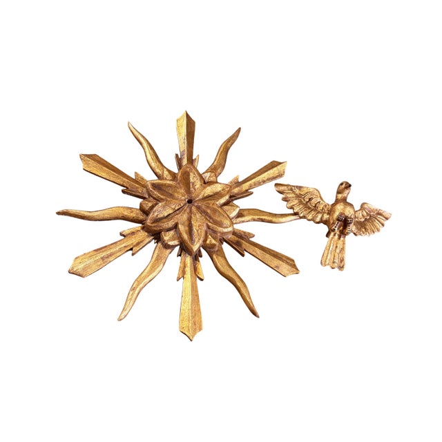 Gold European Wooden Dove Sunburst the Holy Spirit 15.25" Diameter For Sale - Image 8 of 8