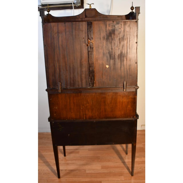 1930s Federal Style Mahogany Secretary Desk Hutch Display Cabinet Bookcase For Sale - Image 17 of 18