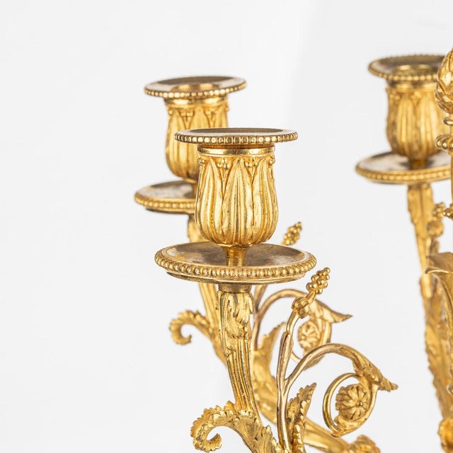 Antique French Louis XVI Style Ormolu 5-Light Candelabras, 1880s, Set of 2 For Sale - Image 15 of 18