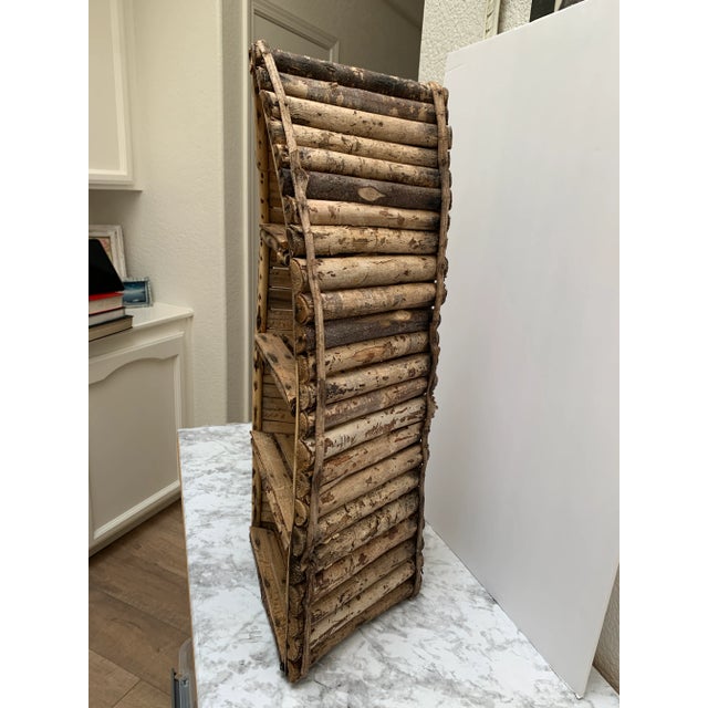Earthy rustic birch wood decor shelf or sectioned vessel. This cathedral shaped petite accent shelf for small plants, or...