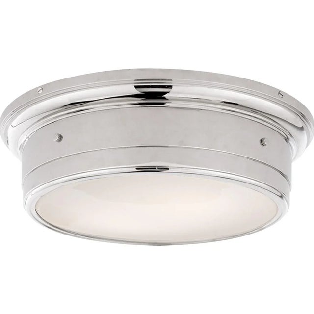 Traditional Visual Comfort Signature Siena Large Flush Mount in Polished Nickel with White Glass For Sale - Image 3 of 4