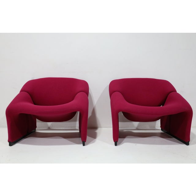 Wood Pierre Paulin Groovy Chairs, Model F580, in a Kvardat Wool Weave by Artifort For Sale - Image 7 of 11