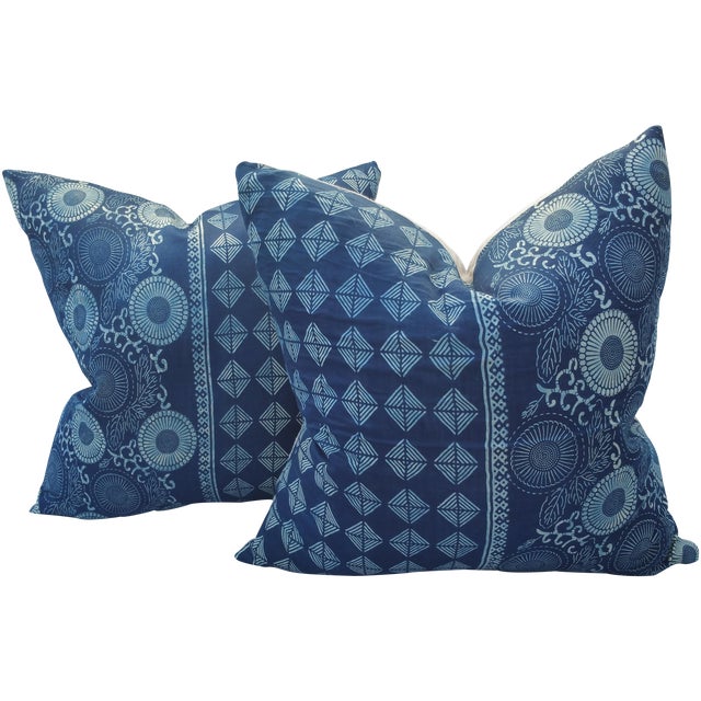 Japanese Vintage Silk Batik Indigo Pillows Chairish