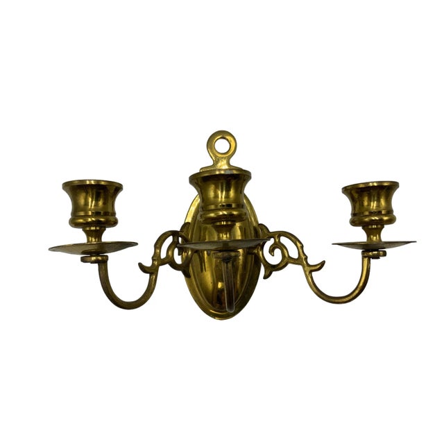 Metal 1960s Vintage Mid-Century Modern Brass Triple Arm Wall Sconce For Sale - Image 7 of 8