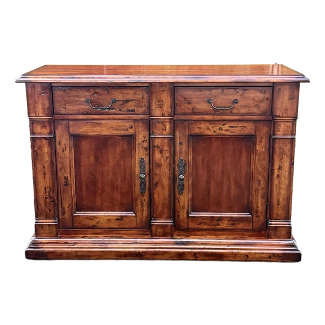 1990s Rustic Country English 2 Door Sideboard Credenza For Sale