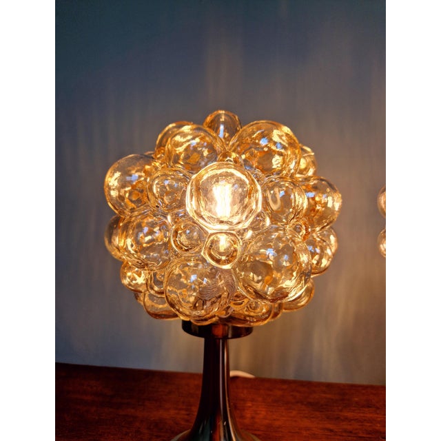 Metal Bubble Glass Lamps by Helena Tynell for Glashütte Limburg, 1970, Set of 2 For Sale - Image 7 of 18