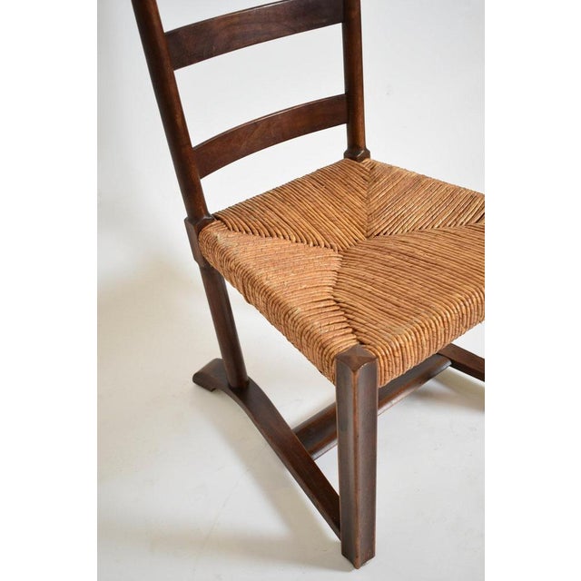 1950s Low Wood and Straw Chair, 1950s For Sale - Image 5 of 6