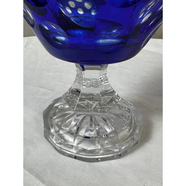 Vintage Crystal Blue Vase, 1950s For Sale - Image 10 of 12