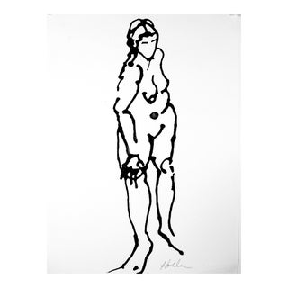 Martha Holden "Pose" Nude Ink Drawing For Sale