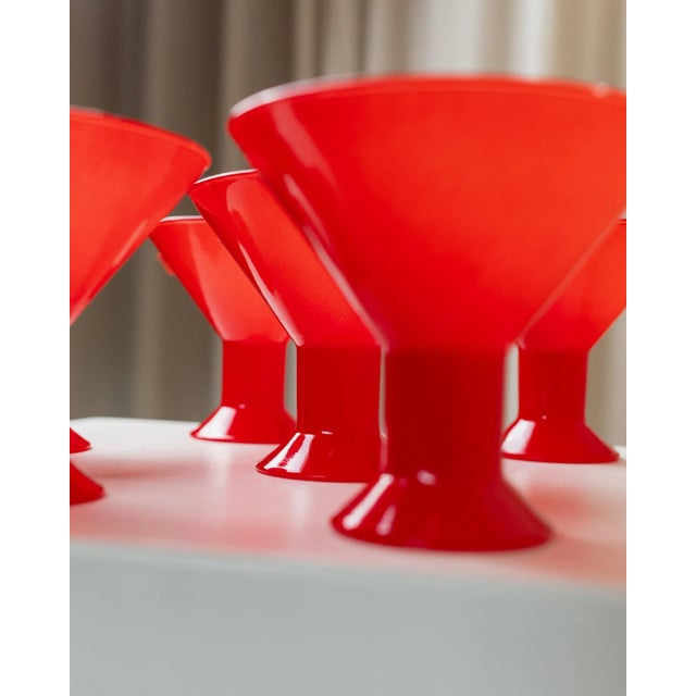 Glass Vintage Italian Postmodern Red Joy Drinking Glasses from Leonardo, 1980s, Set of 6 For Sale - Image 7 of 12
