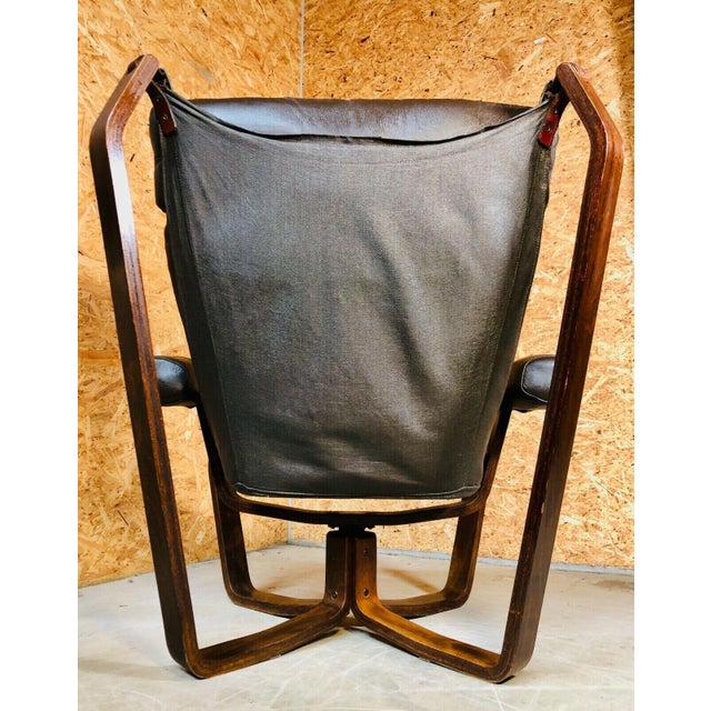 Vintage Scandinavian Viking Chair in Coco Leather, 1970s For Sale - Image 4 of 8