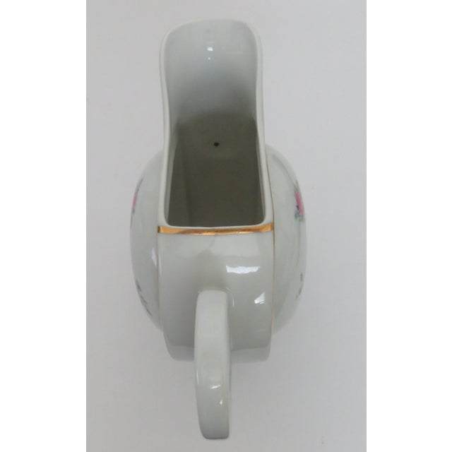 Limoges Riviere Combe Large Creamer 1930-40s Mint Green Gold Trim Airy Sprays of Florals For Sale - Image 4 of 9