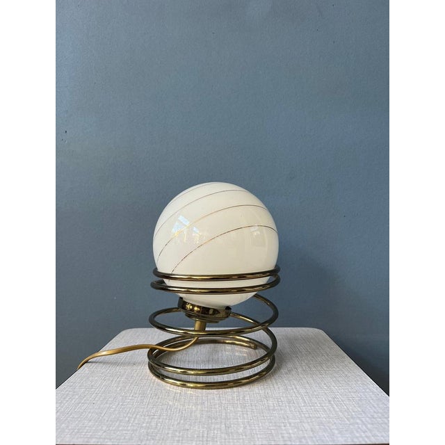 Mid-Century Hollywood Regency Eyeball Table Lamps in Opaline Glass, Set of 2 For Sale - Image 6 of 11