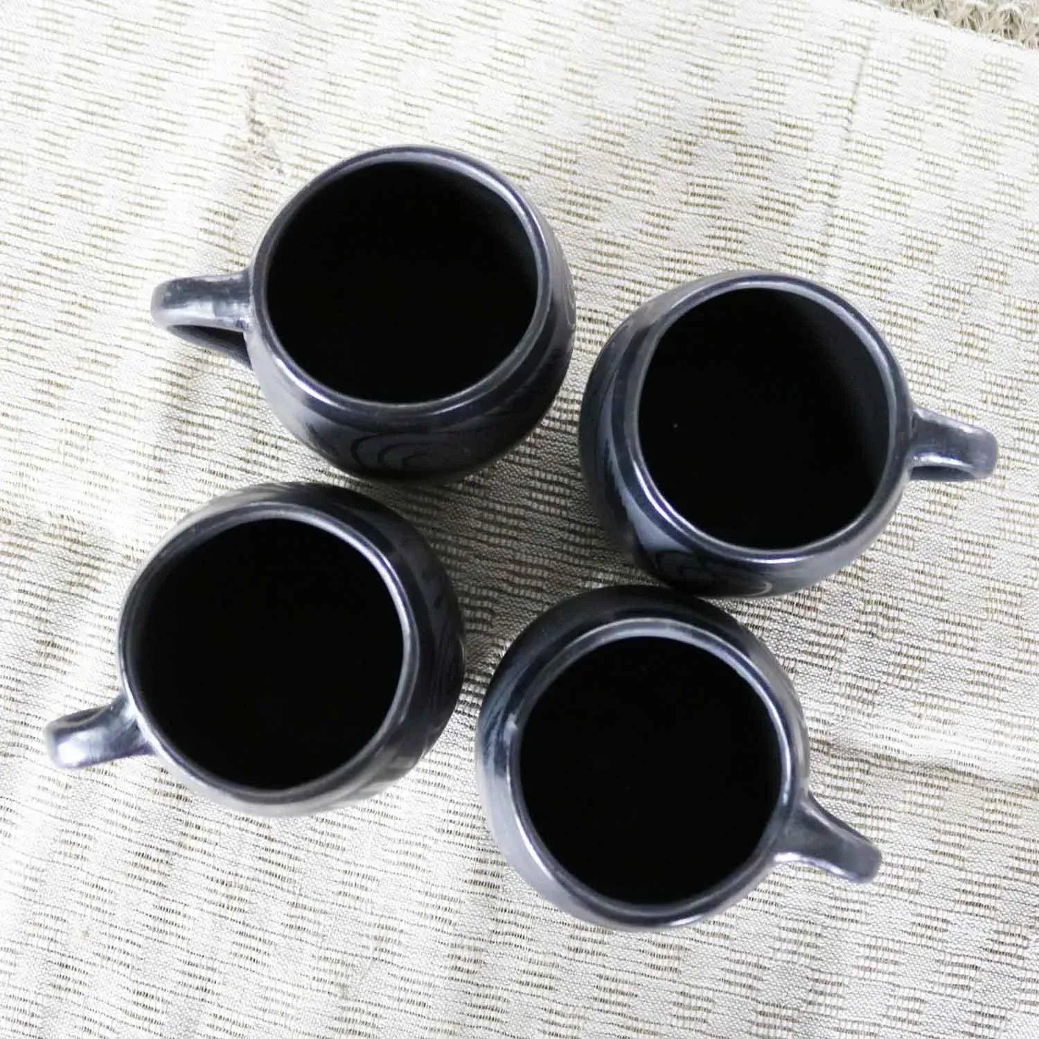 Black Clay Barro Negro Pottery Hot Chocolate Set Oaxaca Mexico 4 Mugs and  Fish Tray | Chairish