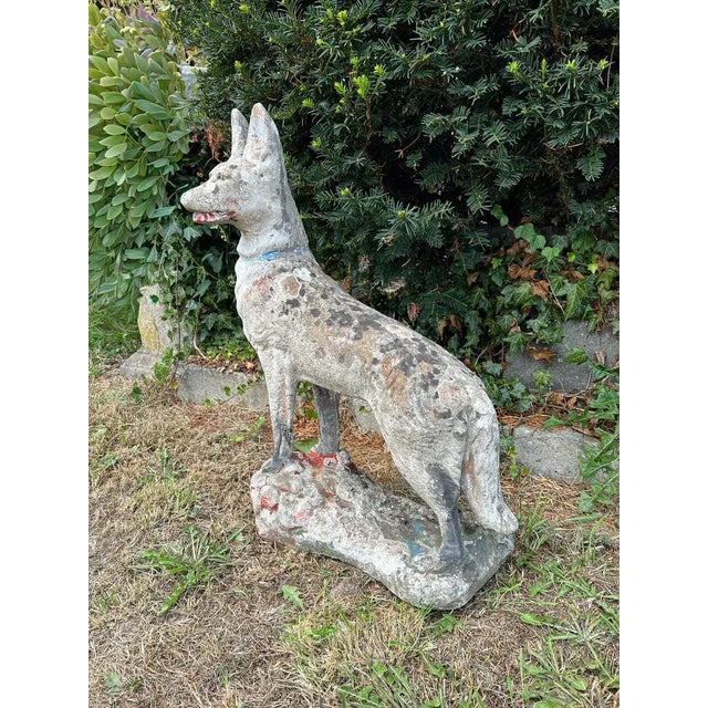 Concrete Stone Shepard Garden Dog Ornament Sculpture, 1950s For Sale - Image 6 of 11