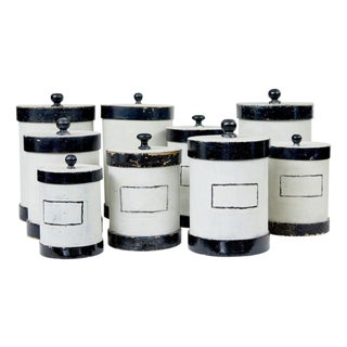 Vintage Scandinavian Painted Chemist Jars, 1930s, Set of 8 For Sale