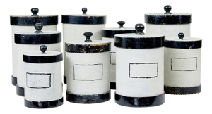 Vintage Scandinavian Painted Chemist Jars, 1930s, Set of 8