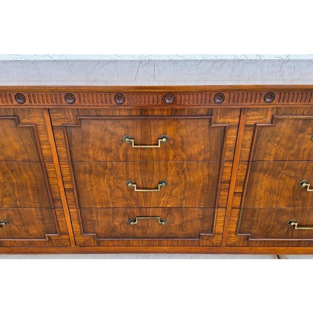 1960s Vintage Baker French Empire Directoire Walnut Lowboy Dresser 1960s For Sale - Image 5 of 18