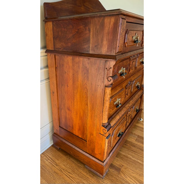 Brown 19th-Century Eastlake Solid Walnut Dresser With Original Finish and Hand-Cut Dovetails For Sale - Image 8 of 12