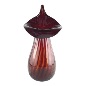 Walter Blenko Jack in the Pulpit Glass Amberina Ribbed Signed Vase