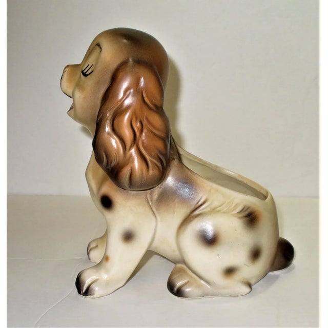 Vintage 1960s Hand Painted Napco Small Ceramic Dog Planter Made in Japan For Sale - Image 4 of 9