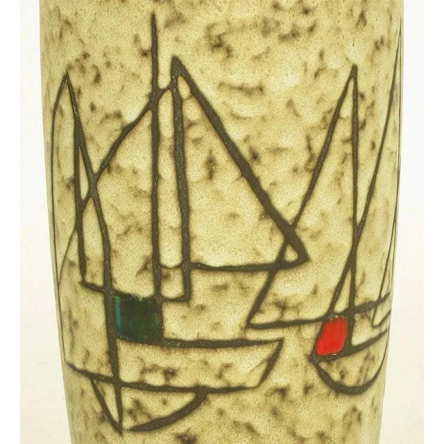 Scheurich West Germany Earthen Pottery Vase With Sail Boats For Sale - Image 4 of 7