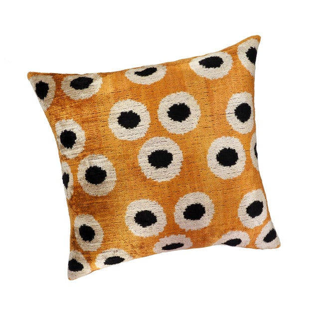 Chouchou Touch Orange Orbs Silk Velvet Ikat Throw Pillow, 20" X 20", Case Only Chouchou Touch silk velvet ikat pillows...