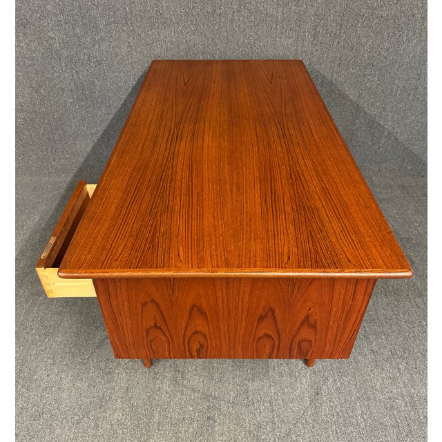Mid-Century Modern Vintage Danish Mid Century Modern Teak Writing Desk For Sale - Image 3 of 10