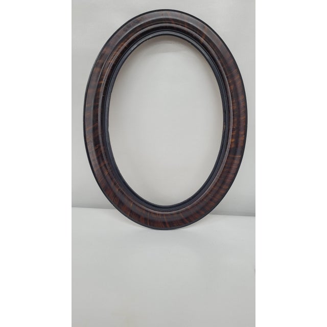 1930 Oval Wood Picture Frame Surround 24" Faux Tortoise Shell, Old World Portrait Display For Sale - Image 11 of 13