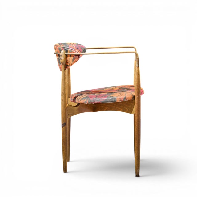 Brown Dan Johnson for Selig Viscount Mid Century Brass and Walnut Chair For Sale - Image 8 of 9