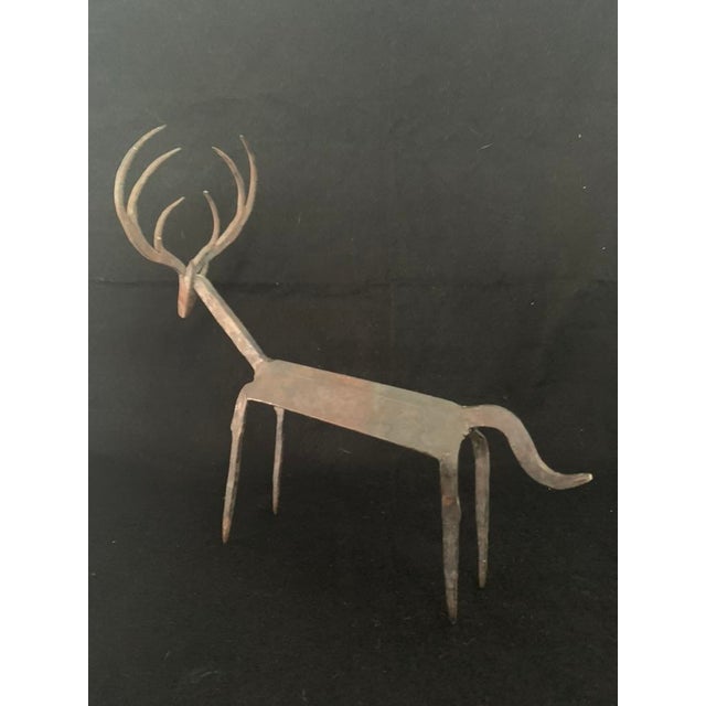 Black Artisan Hand Forged Wrought Iron Deer Sculpture For Sale - Image 8 of 8