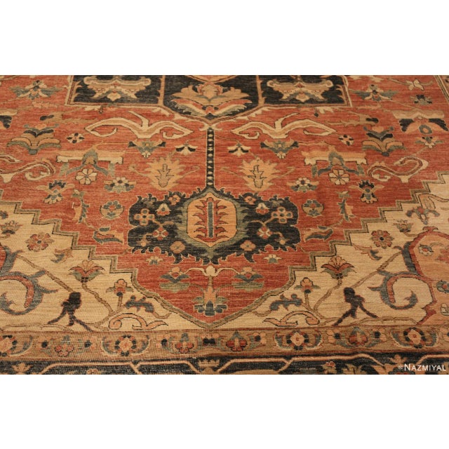 Textile Rustic Classic Geometric Persian Heriz Design Modern Area Rug For Sale - Image 7 of 8