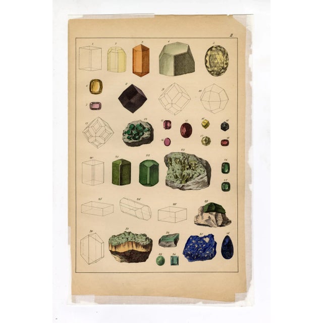 Impressionist "Das Mineralreich in Bildern, Plat Xvi" Hand-Colored Engraving C. 1858 III For Sale - Image 3 of 3
