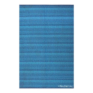Nazmiyal Collection Vintage Double Sided Blue Swedish Kilim Rug For Sale