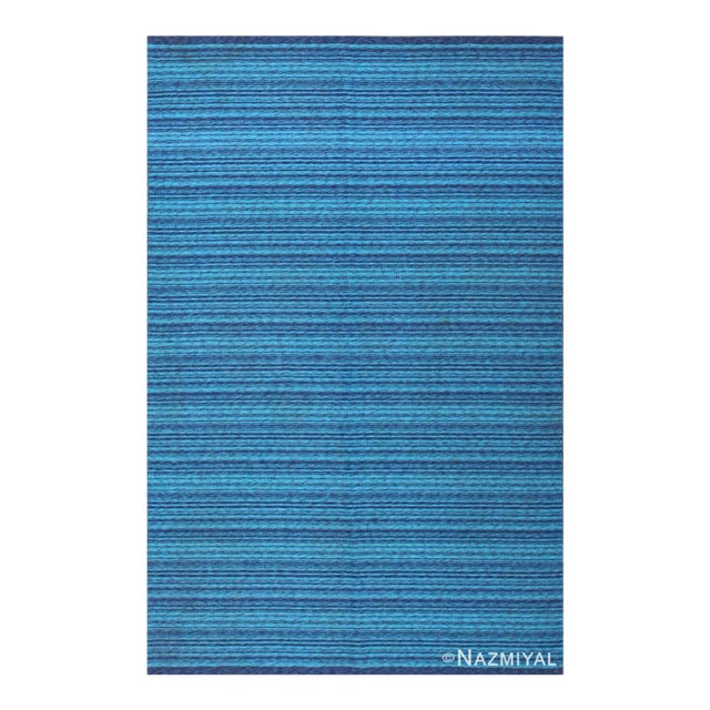 Nazmiyal Collection Vintage Double Sided Blue Swedish Kilim Rug For Sale