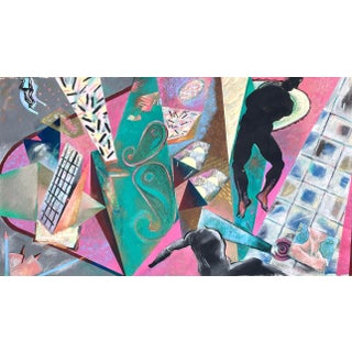 1980s Figurative Abstract Pastel and Acrylic on Rag Paper by Kathie Brown For Sale