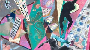 1980s Figurative Abstract Pastel and Acrylic on Rag Paper by Kathie Brown