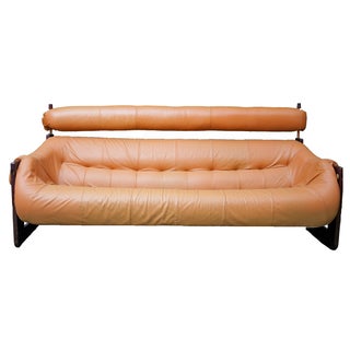 Vintage Percival Lafer Leather & Rosewood Sofa For Sale