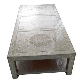 Three Lotus Coffee Table in White Metal Clad Over Mdf by Stephanie Odegard For Sale