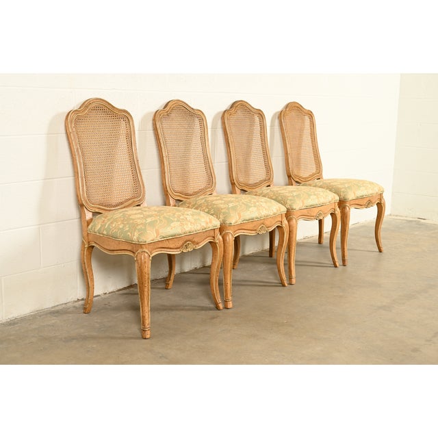 John Stuart French Provincial Louis XV Carved Oak and Cane Back Side Chairs or Dining Chairs | Set of Four For Sale - Image 14 of 14