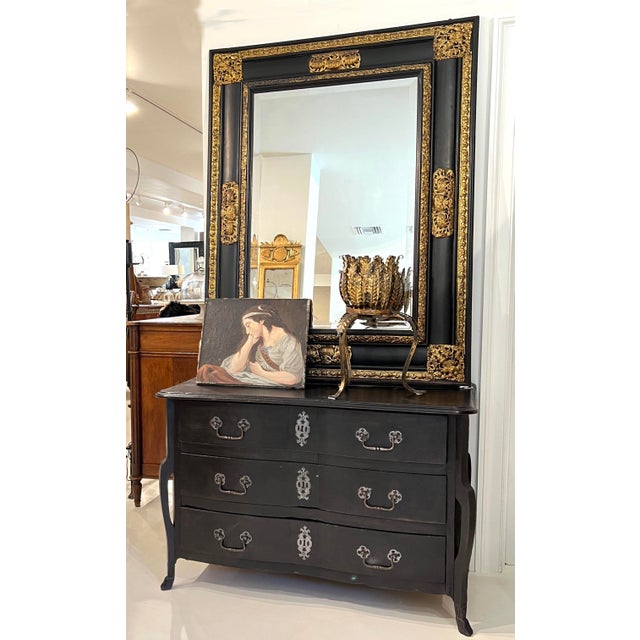 Black 18th Century French Black Antique Chest W/Hoof Feet and Silver Hardware For Sale - Image 8 of 8