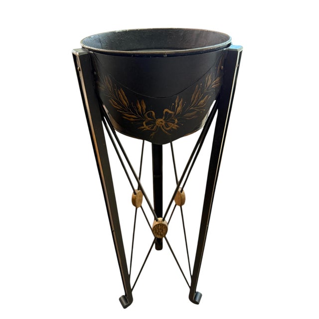 Niermann Weeks Late 20th Century Niermann Weeks Attributed Tole Jardiniere Plant Stand For Sale - Image 4 of 9