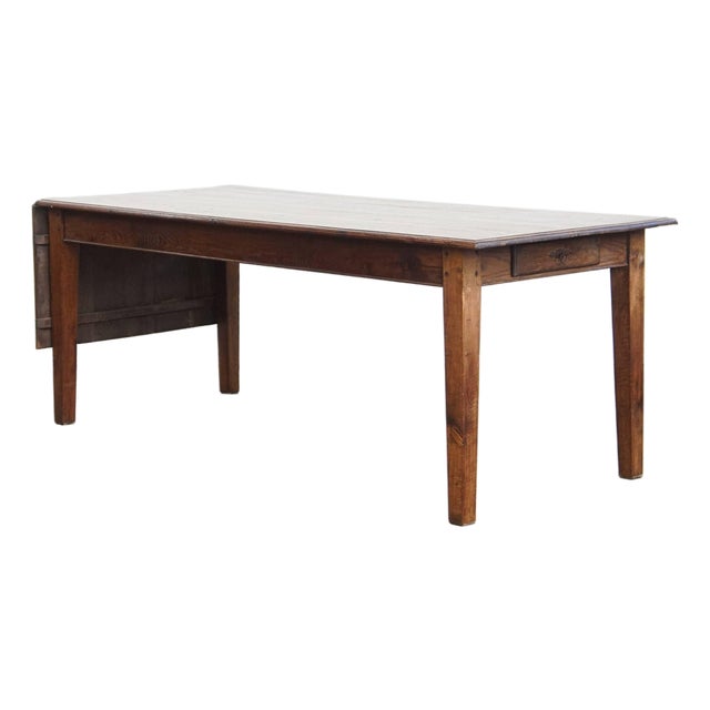 Antique Oak Dining Table with a Fold-Out Leaf on One Side, Early 1900s For Sale