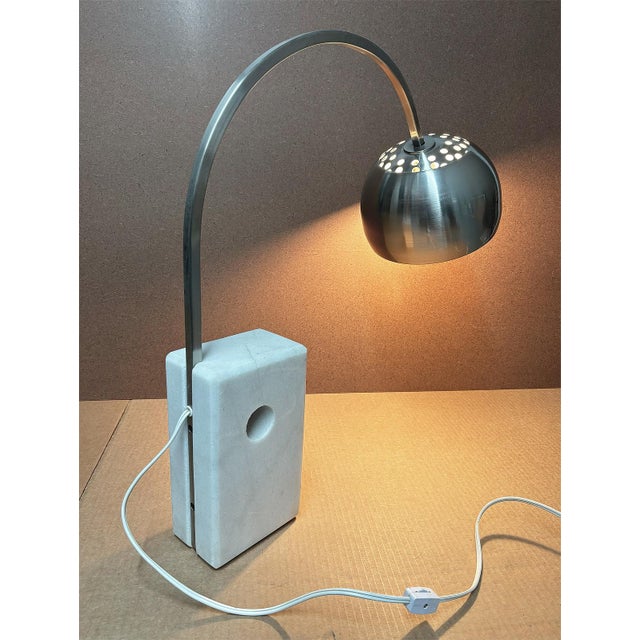Vintage Marble and Chrome Arco Table Lamp For Sale - Image 15 of 17