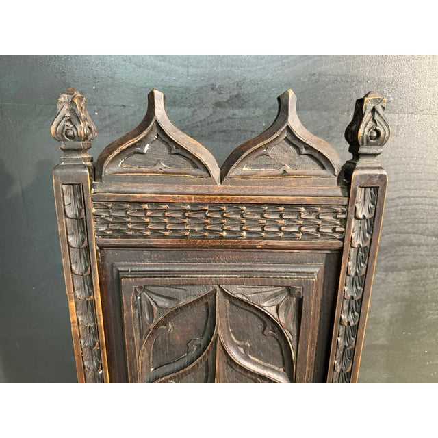 Carved Oak Wainscot Arm Chair, 1880 For Sale - Image 3 of 9