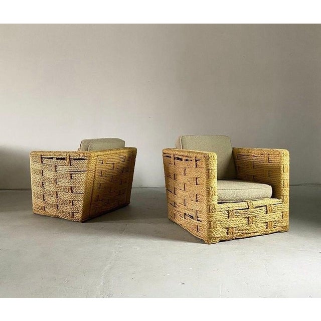 Tan Authentic Adrien Audoux and Frida Minnet Rope Chairs Signed For Sale - Image 8 of 8
