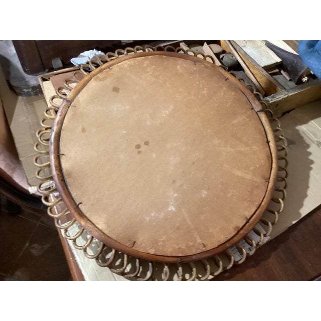 Mid-Century Modern Round Mirror in Rattan and Bamboo attributed to Franco Albini for Bonacina, Italy, 1960s For Sale - Image 3 of 9